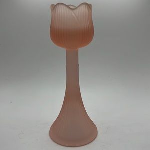 Frosted Pink Tulip Candle Holder